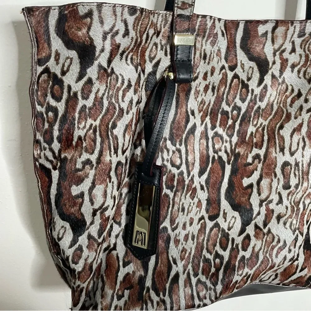 Antonio Melani Leopard Print Leather Tote Bag
